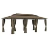 Image de vidaXL Belvédère avec rideaux 600x298x270 cm Taupe 180 g/m²