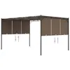 Image de vidaXL Belvédère de jardin avec rideau latéral 4x3x2,25 m Taupe