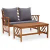 Image de vidaXL Salon de jardin 2 pcs avec coussins bois d'acacia solide