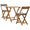 Image de vidaXL Ensemble de bistro pliable 3 pcs et coussins bois acacia solide