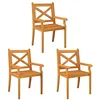 Image de Chaises à dîner d'extérieur 3 pcs Bois d'acacia massif