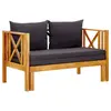 Image de vidaXL Banc de jardin 2 places et coussins 122 cm Bois d'acacia massif