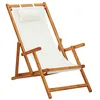 Image de vidaXL Chaise pliante en bois d'eucalyptus massif et tissu crème