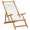 Image de vidaXL Chaise pliable de plage Bois d'eucalyptus solide et tissu Crème