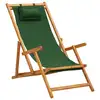 Image de vidaXL Chaise pliable de plage bois d'eucalyptus solide et tissu vert