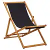 Image de vidaXL Chaise pliable de plage bois d'eucalyptus et tissu noir