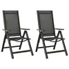 Image de vidaXL Chaises pliables de jardin lot de 2 Textilène et aluminium Noir