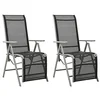 Image de vidaXL 2x Chaises de Jardin Inclinables Fauteuils de Salle à Manger d'Extérieur Chaises Réglables de Patio Terrasse Textilène et Aluminium Argenté