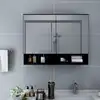 Image de vidaXL Armoire à miroir de salle de bain LED Noir 80x15x60 cm MDF