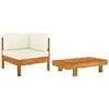 Image de vidaXL Salon de jardin 2 pcs avec coussins blanc crème Bois d'acacia