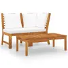 Image de vidaXL Salon de jardin 3 pcs avec coussin crème Bois d'acacia solide