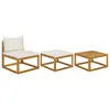 Image de vidaXL Salon de jardin 3 pcs avec coussins crème Bois d'acacia solide