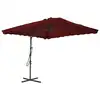 Image de vidaXL Parasol de jardin et mât en acier rouge bordeaux 250x250x230 cm