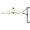 Image de vidaXL Parasol mural de jardin avec LED 300 cm sable