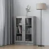 Image de vidaXL Armoire à vitrine Gris béton 82,5x30,5x115 cm Bois d'ingénierie
