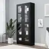 Image de vidaXL Armoire à vitrine Noir 82,5x30,5x185 cm Bois d’ingénierie
