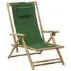 Image de vidaXL Chaise de relaxation inclinable Vert Bambou et tissu