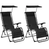 Image de Bussandri Exclusive Lot de 2 chaises longues pliantes en textilène Noir