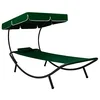 Image de vidaXL Chaise longue avec auvent et coussin vert