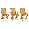 Image de vidaXL Chaises de jardin lot de 3 Bois de teck massif