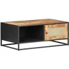 Image de vidaXL Table basse 90x50x35cm Bois de manguier brut et canne naturelle