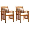 Image de vidaXL Chaises de salle à manger pour jardin 2 pièces avec coussins massifs d'acacia
