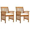 Image de vidaXL Chaises à manger de jardin lot de 2 et coussins acacia massif