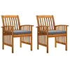 Image de vidaXL Chaises à manger de jardin lot de 2 et coussins acacia massif