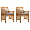 Image de vidaXL Chaises à manger de jardin lot de 2 et coussins acacia massif