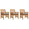 Image de vidaXL Chaises à manger de jardin lot de 3 et coussins Bois d'acacia