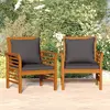 Image de vidaXL Chaises de canapé coussins gris foncé lot de 2 acacia massif