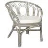 Image de vidaXL Chaise de salle à manger avec coussin gris Rotin naturel et lin