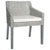 Image de vidaXL Chaise à manger avec coussin Gris Rotin naturel