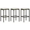 Image de vidaXL Tabourets de bar avec coussins lot de 3 marron résine tressée