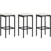 Image de vidaXL Tabourets de bar avec coussins lot de 3 noir résine tressée