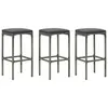 Image de vidaXL Tabourets de bar avec coussins lot de 3 gris résine tressée