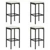 Image de vidaXL Tabourets de bar avec coussins lot de 4 noir résine tressée
