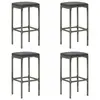 Image de vidaXL Tabourets de bar avec coussins lot de 4 gris résine tressée