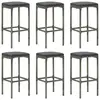 Image de vidaXL Tabourets de bar avec coussins lot de 6 gris résine tressée