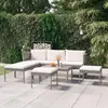 Image de vidaXL Salon de jardin 6 pcs avec coussins résine tressée gris