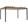 Image de vidaXL Tonnelle avec toit à persiennes réglable, tissu taupe, résistant à l'eau et à la saleté, structure robuste en aluminium, idéale pour jardin, terrasse, 3 x 4 m