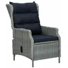 Image de vidaXL Chaise inclinable de jardin coussins Résine tressée Gris clair