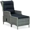 Image de vidaXL Chaise inclinable de jardin tabouret Résine tressée Gris clair