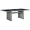 Image de vidaXL Table de jardin Gris clair Résine tressée et verre trempé