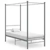 Image de vidaXL Cadre de lit à baldaquin sans matelas gris métal 90x200 cm
