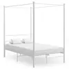 Image de vidaXL Cadre de lit à baldaquin sans matelas blanc métal 120x200 cm