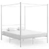 Image de vidaXL Cadre de lit à baldaquin sans matelas blanc 160x200 cm métal