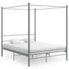 Image de vidaXL Cadre de lit à baldaquin sans matelas gris métal 160x200 cm