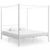 Image de vidaXL Cadre de lit à baldaquin sans matelas blanc métal 180x200 cm