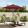 Image de vidaXL Parasol de jardin avec lumières LED mât en acier rouge bordeaux